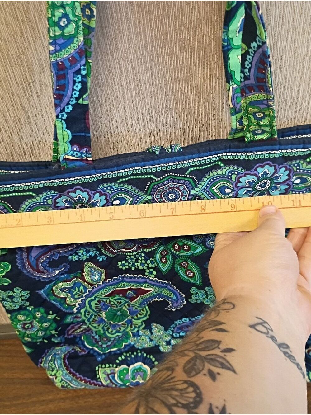 Vera Bradley Blue Rhapsody Retired Quilted Tote Shoulder Bag Floral Blue Green - Picture 5 of 10